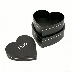 <b>Large</b> Heart Shape Boxes with Gold Edge and Lid, Satin Cardboard Bouquet <b>Gift</b> <b>Box</b> for Flowers - Product Image 2