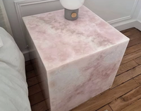 Ensemble de table basse en marbre nordique poli personnalisé socle en marbre cube rose bas danois de luxe