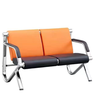 Banc moderne de haute qualité, personnalisé, stable, durable, avec structure métallique et assise en cuir, pour aéroport, bureau, salle d'attente, salon. - Product Image 6