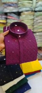 Conjunto de Kurta Tradicional para Hombre con Estampado Chikan de Rayón y Pijama de Algodón con Estampado a Mano, Exportado de la India - Product Image 3