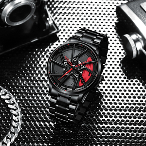 Cadran rotatif étanche voiture roue montre hommes Quartz Sport acier horloge créative jante moyeu roue montre-bracelet Relogio masculin - Product Image 3