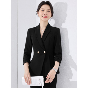 Women's Professional Suit Set Three Quarter Sleeve Anti-Wrinkle Wool Blend Office Lady Workwear Interview Business Attire - Product Image 5