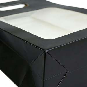 Sacs d'emballage pour bonbons et boissons en papier kraft noir biodégradable, écologiques et personnalisables, avec poignées découpées - Product Image 4