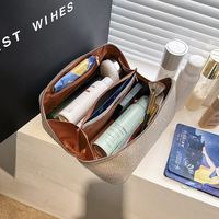 Grande trousse de toilette de voyage, sac à maquillage brillant et scintillant, trousse de toilette portable, organisateur de maquillage brillant