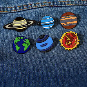 漫画かわいい惑星ブローチ地球太陽土星水星金星エナメルラペルピン - Product Image 2