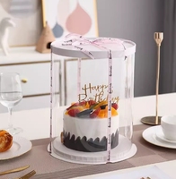 Großhandel Custom Multi-Size 6 10 Zoll Transparente Hohe Kuchen boxen Clear Christmas Birth Info Services Recycelbar für Bäckerei