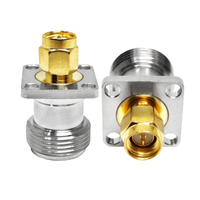 Factory Supply N-Type Female Jack to SMA Male Plug 4-Hole Flange 17.5*17.5 mm Chassis Mount Solder Coaxial Connectors Adapters