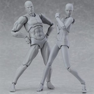 Ensemble de mannequins articulés multi-positions homme et <span class=keywords><strong>femme</strong></span>, modèle de figurine humaine vierge gris mat avec support - Product Image 4