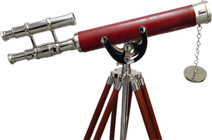 Telescopio Astro de doble barril de latón Vintage náutico trípode de madera Natural categoría de producto de alta calidad telescopios binoculares - Product Image 2