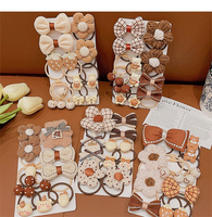 10 Pièces Chouchous Couleur Thé au Lait Simples, Cordes à Cheveux Mignonnes de Dessin Animé, Ensembles de Pinces à Cheveux pour Femme, Cercle à Cheveux pour Queue de Cheval Haute