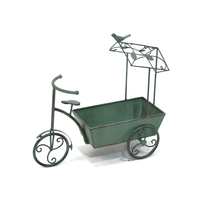 MR Vintage Logam Roda Tiga Penanam Besi Tanaman Berdiri Pot Bunga Dekoratif Luar Taman Kaktus Sukulen Pot