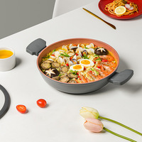 Set panci masak aluminium anti lengket, Set panci masak lapisan granit, panci sup dengan tutup kaca