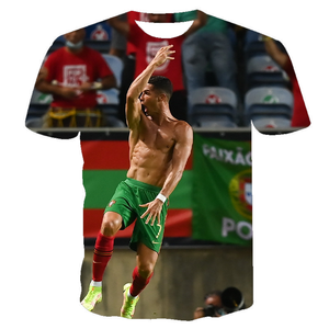 Livraison gratuite, maillot de football personnalisé en 3D de Cristiano <span class=keywords><strong>Ronaldo</strong></span>, Portugal, Manchester United, joueur masculin, tricot décontracté, imprimé sur tout le corps - Product Image 4
