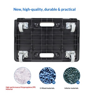 Black Plastic Platform <b>Cart</b> with Four Wheels for <b>Storage</b> and Movable Use - Product Image 3