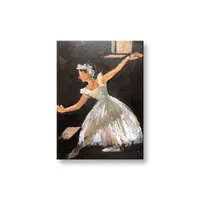 สาวเต้นรำในชุดบัลเล่ต์สีขาวศิลปะผนังที่ทันสมัยภาพวาดสีน้ำมันที่ทำด้วยมือสำหรับตกแต่งบ้าน