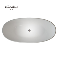 Salle de bain douche moderne de luxe Baignoire autoportante en marbre artificiel Grande forme ovale Égouttoir à surface solide inclus