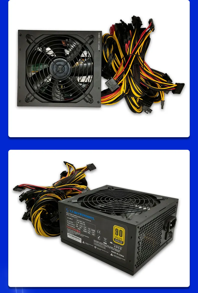 Heißer Verkauf ATX 1600 W 1800 W 2000 W 3600 W 90PLUS Gold PSU PC Netzteil Unterstützung 6 GPU 8 GPU