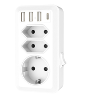 Adaptateur de prise murale multiprise standard allemand WPS 1 2 voies, extension OEM, prise ignifuge PC 3 orifices, quatre USB, CE