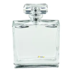 Frasco de perfume de vidro com tampa preta e caixa de embalagem personalizada, quadrado extravagante de pintura de qualidade premium 30ml 50ml 100ml