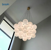 Lustre en albâtre espagnol, design pour villa, lampe d'ingénierie, globe en albâtre pour escalier et salon, suspension de salon