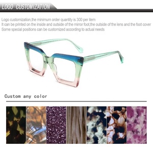 Vente en gros de lunettes de vue carrées Lunettes de lunettes mixtes pour femmes Lunettes en acétate transparent personnalisées haut de gamme - Product Image 6