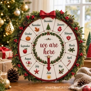Adorno Navideño Moderno de Madera Artificial para Árbol de Navidad, Diseño de Casa de Ciervos Recortada, 35x35cm - Product Image 1