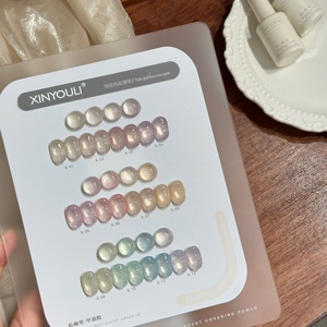 XINYOULI Set Smalto Gel UV 12 Colori Eco-Friendly Vegano Non Tossico Magnetico Fai-da-te Uso Professionale Lusso Francese Effetto <span class=keywords><strong>Occhio</strong></span> di <span class=keywords><strong>Gatto</strong></span> Dorato Pallido - Product Image 3