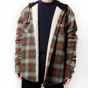 Jaqueta de flanela xadrez para homens, jaqueta de flanela de lã masculina de inverno, camisa casual de flanela