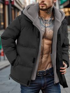 Veste coupe-vent lourde pour hommes manteau d'extérieur décontracté à manches longues veste <span class=keywords><strong>en</strong></span> duvet à capuche pour hommes manteau matelassé doublé Sherpa - Product Image 2