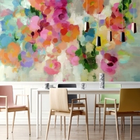 Lukisan Mural Dinding 3D Motif Bunga Prancis Ramah Lingkungan Tahan Air Dapat Dilepas untuk Latar Belakang TV Kamar Tidur, Seni Dinding Ruang Tamu, Kain Hiasan Dinding