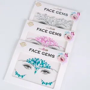 Vente chaude Populaire Corps Tatouage Auto-Adhésif Visage Cristal Bijoux Strass Gem Autocollant Visage Cristal Autocollants