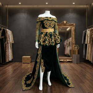 Traditional Premium Satin <b>Moroccan</b> Kaftan Bridal <b>Dress</b> Beaded Handwork Floral Print Natural Floor Length Party Embellishments - Product Image 1