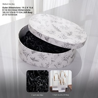 Boîte cadeau ovale de luxe à imprimé floral botanique, tissée à la main, avec logo personnalisé, base et couvercle en papier kraft, emballage boutique haut de gamme