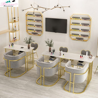 Table de manucure double nordique multifonction avec étagère et kit de manucure, mobilier de salon, couleur personnalisable, design moderne