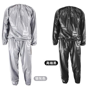 Ensemble de combinaison de sauna gris argenté rayé noir pour fitness et exercice, tailles S M L XL 2XL 3XL 4XL, en fibre chlorée légère haute densité - Product Image 5