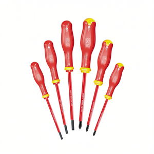 <b>Screwdriver</b> <b>Set</b> 6 Piece Red Insulated Handle With Yellow Accents For Electrical Work - Product Image 2