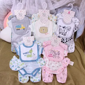 5 Pieces Long New Born Baby Girl's + Romper Jumpsuit Onesie 100% Cotton Lace Baby Pajama Romper Clothes Ropa De Bebe Tutu Dress