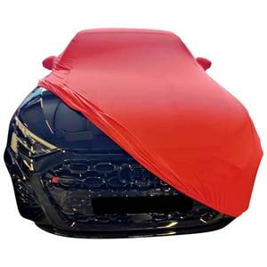 Housse de protection pour <span class=keywords><strong>voiture</strong></span> rouge en <span class=keywords><strong>vente</strong></span> chaude, extensible en spandex, personnalisée, pour <span class=keywords><strong>garage</strong></span>, housses de <span class=keywords><strong>voiture</strong></span> d'intérieur avec logo - Product Image 1