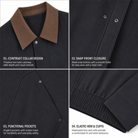 Blouson Bomber Homme Personnalisable en Usine, Col Rabattu, Fermeture Éclair Avant, Ourlet Élastique, Vêtement de Travail Décontracté, Usage Quotidien, Hiver Respirant