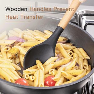 Ensemble d'ustensiles de cuisine Astercook de 39 pièces, en silicone avec manches en bois, résistant à la chaleur, de qualité alimentaire, sans BPA, facile à nettoyer, pour les surfaces antiadhésives - Product Image 4
