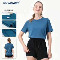 T-shirts pour femmes Kuenzi, non déformables, non rétractables, non pelucheux, 77% coton, 23% polyester, 230GSM, respirants, doux, col rond, blancs