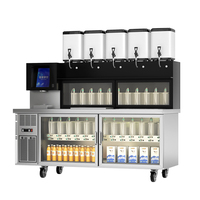 Máquina Comercial Inteligente y Automática de Acero Inoxidable para Preparar Té con Leche y Boba, con Mostrador Refrigerado
