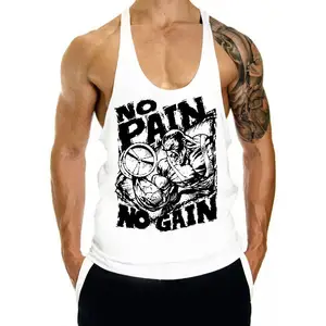 Summer Running Training T-shirt sans manches LOGO personnalisé Loose Breathable I-word Sports Vest Men's Fitness Tank Tops