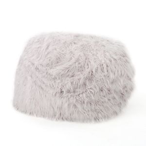 DB Mahin 5 pieds pouf en lavande arrondi contemporain en fausse fourrure design japonais traditionnel moderne pliable remplissage en mousse - Product Image 1