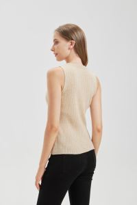 Gilet en cachemire pur à 100 % pour femme, col rond, tricoté plat, sans manches, style décontracté et chic pour l'hiver - Product Image 2