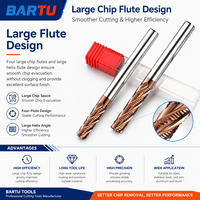 Fraise à queue en carbure AlTiN Bartu à 4 cannelures pour usinage de moules et matrices, outils de fraisage sur mesure pour alliages de titane aérospatiaux