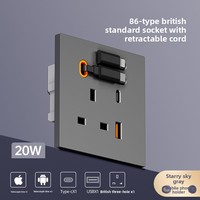 Enchufe Inteligente con Puerto USB C de Carga Rápida PD de 20 W para el Hogar, Cable Retráctil, Enchufe Universal Tipo C para Carga de Teléfonos Móviles, Enchufe de Panel para PC