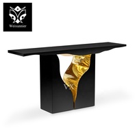 Miroir de table console moderne en placage laqué de style baroque de luxe pour villa hôtel Table console murale décorative en métal pour la vie