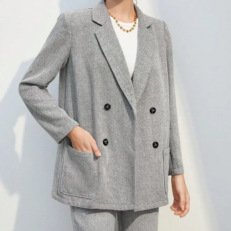 Aangepaste Groothandel Chique Polka Dot Blazer Kraag, Kantoor Dame Vintage Blazer Jurk Voor Casual Werkkleding/