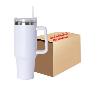 40oz beyaz boş süblimasyon yalıtımlı kolu seyahat mühürlü kupalar 40oz tumbler 40oz kolu kupalar sıcak baskı için